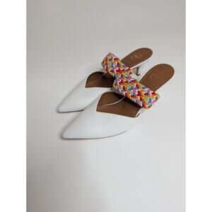 Malone Souliers Women's White Maisie Woven Mule Heel Shoes Size EU 36.5/US 6.5